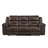 Hazen Brown Microfiber Double Reclining Sofa