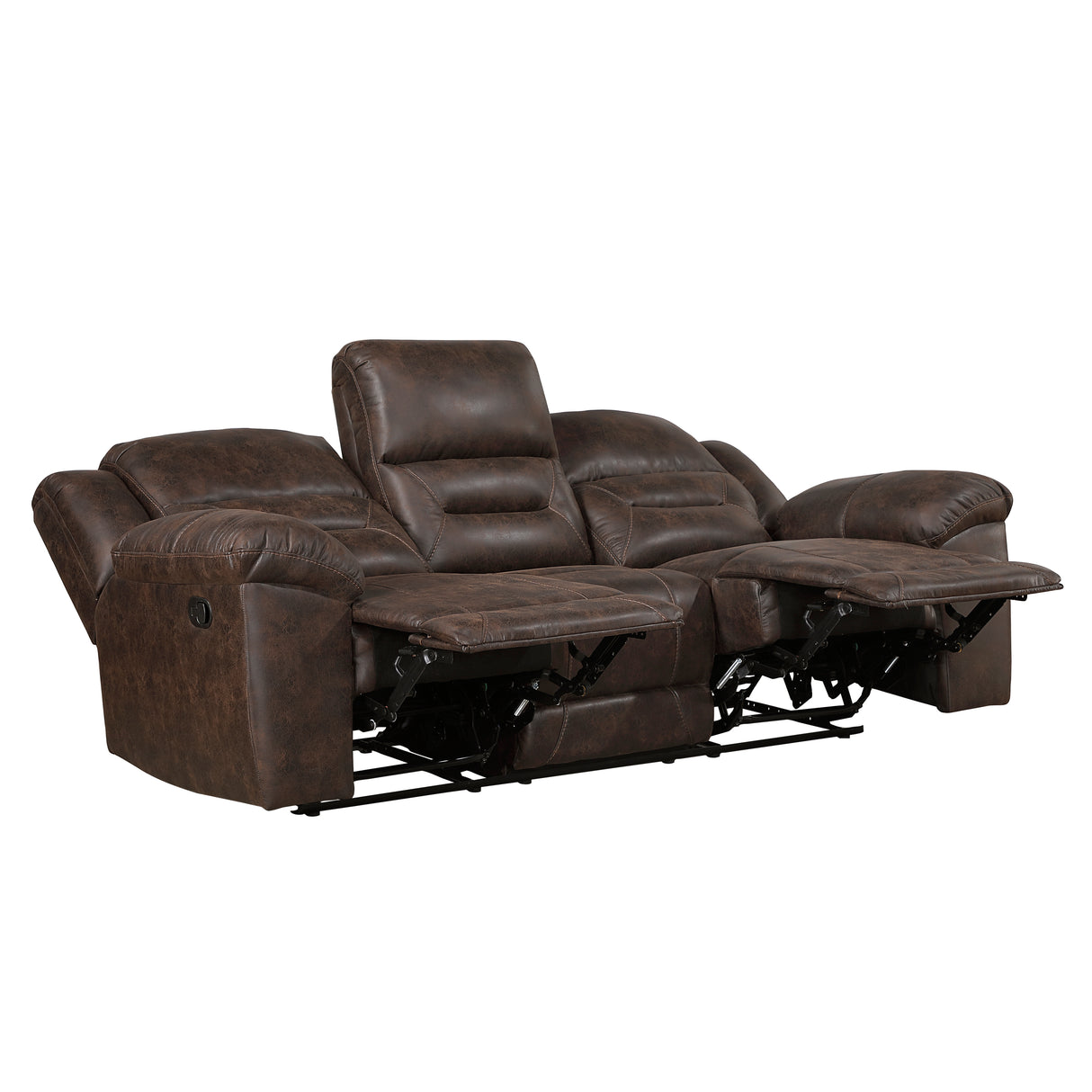 Hazen Brown Microfiber Double Reclining Sofa