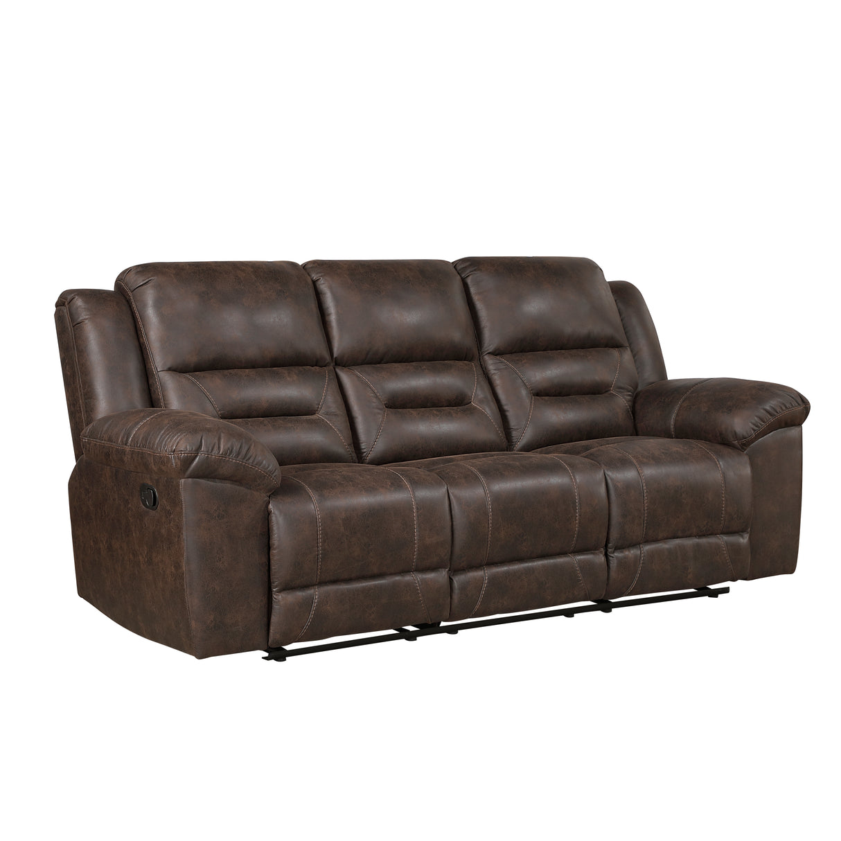 Hazen Brown Microfiber Double Reclining Sofa