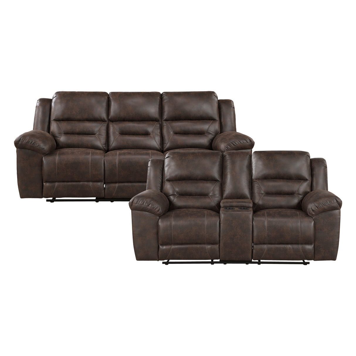 Hazen Brown Microfiber Double Reclining Sofa