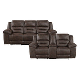 Hazen Brown Microfiber Double Reclining Sofa