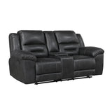 Hazen Black Double Reclining Loveseat with Center Console from Homelegance - Luna Furniture