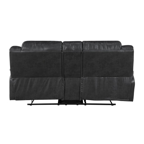 Hazen Black Double Reclining Loveseat with Center Console from Homelegance - Luna Furniture