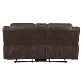 Hazen Dark Brown Double Reclining Loveseat with Center Console from Homelegance - Luna Furniture