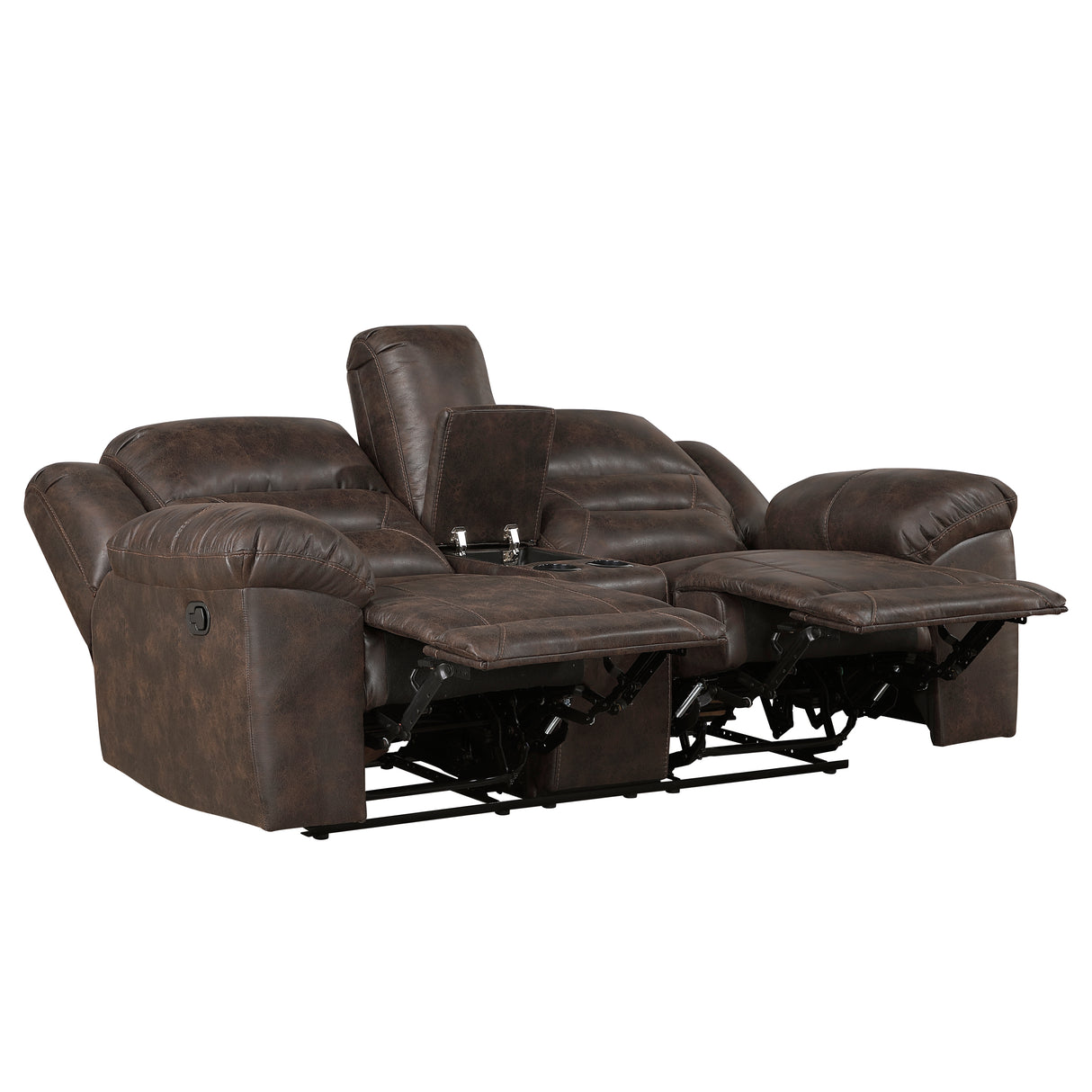 Hazen Dark Brown Double Reclining Loveseat with Center Console from Homelegance - Luna Furniture
