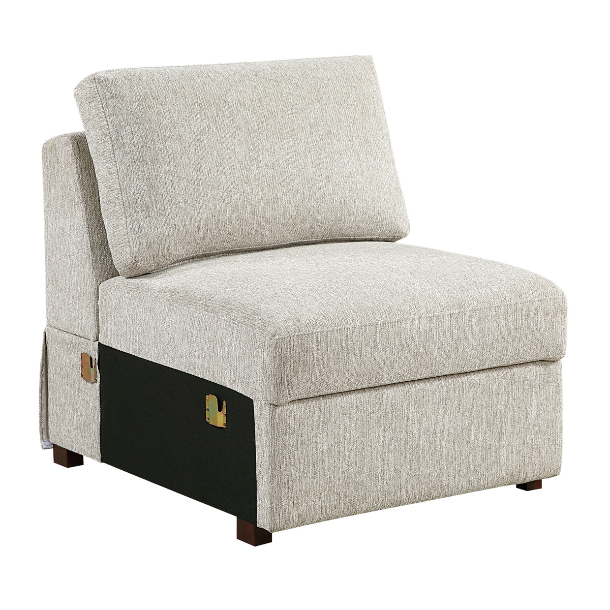 Isla Beige 5-Piece Sectional with Pull-out Bed and Click Motion Back