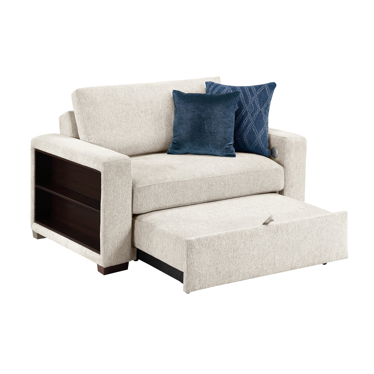 8548BE-215ACLA2* (2)CONVERTIBLE CHAIR AND HALF WITH PULL-OUT BED, CLICK MOTION BACK, TWO ARMS WITH SHELVES AND CHARGING PORTS from Homelegance - Luna Furniture