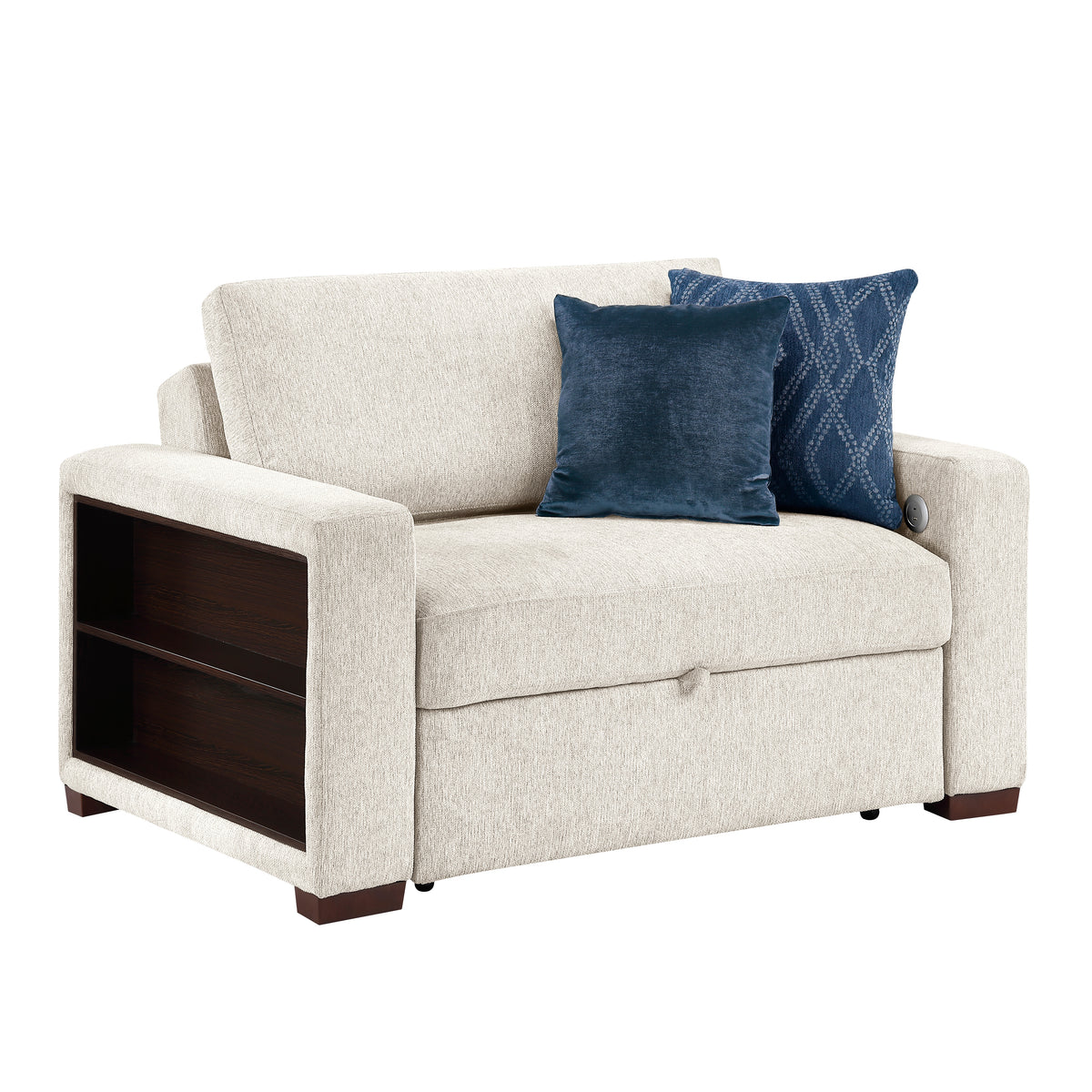 8548BE-215ACLA2* (2)CONVERTIBLE CHAIR AND HALF WITH PULL-OUT BED, CLICK MOTION BACK, TWO ARMS WITH SHELVES AND CHARGING PORTS from Homelegance - Luna Furniture