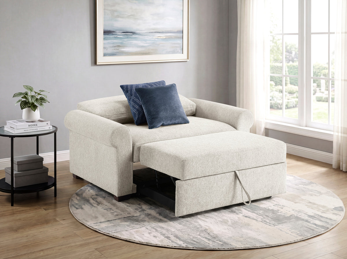 8548BE-215ACLA4* (2)CONVERTIBLE CHAIR AND HALF WITH PULL-OUT BED, CLICK MOTION BACK AND TWO ROLL ARMS from Homelegance - Luna Furniture