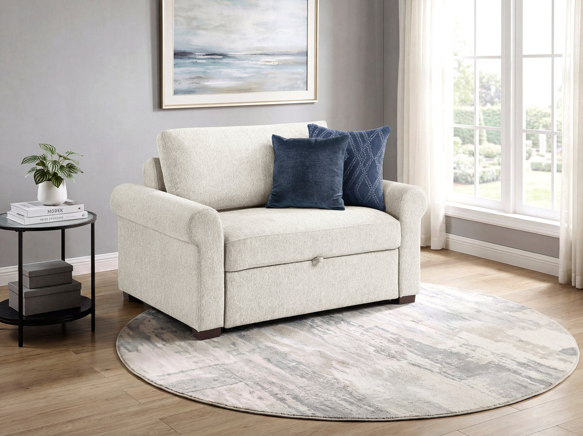 8548BE-215ACLA4* (2)CONVERTIBLE CHAIR AND HALF WITH PULL-OUT BED, CLICK MOTION BACK AND TWO ROLL ARMS from Homelegance - Luna Furniture