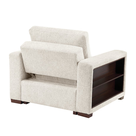 8548BE-2ACCLA2* (2)CONVERTIBLE CHAIR WITH PULL-OUT BED, CLICK MOTION BACK, TWO ARMS WITH SHELVES AND CHARGING PORTS from Homelegance - Luna Furniture