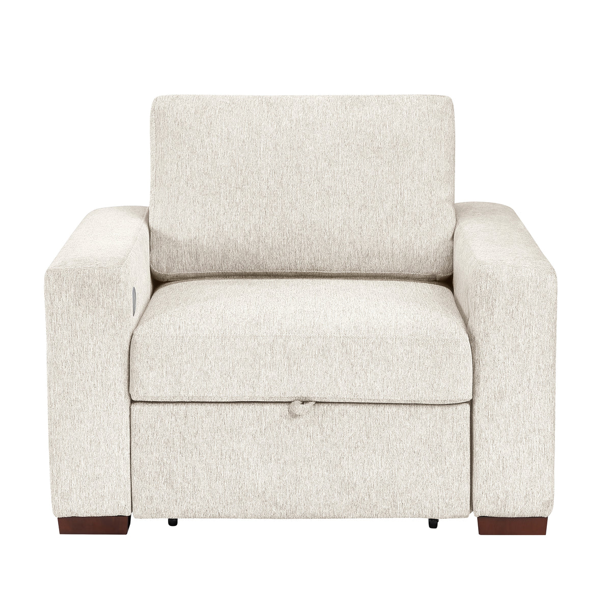 8548BE-2ACCLA2* (2)CONVERTIBLE CHAIR WITH PULL-OUT BED, CLICK MOTION BACK, TWO ARMS WITH SHELVES AND CHARGING PORTS from Homelegance - Luna Furniture