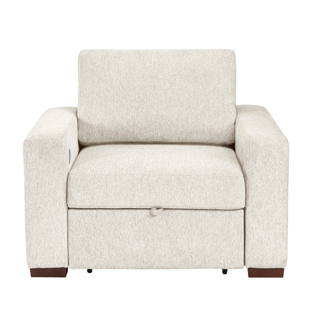 8548BE-2ACCLA2* (2)CONVERTIBLE CHAIR WITH PULL-OUT BED, CLICK MOTION BACK, TWO ARMS WITH SHELVES AND CHARGING PORTS from Homelegance - Luna Furniture