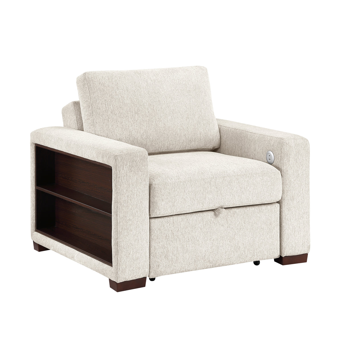 8548BE-2ACCLA2* (2)CONVERTIBLE CHAIR WITH PULL-OUT BED, CLICK MOTION BACK, TWO ARMS WITH SHELVES AND CHARGING PORTS from Homelegance - Luna Furniture