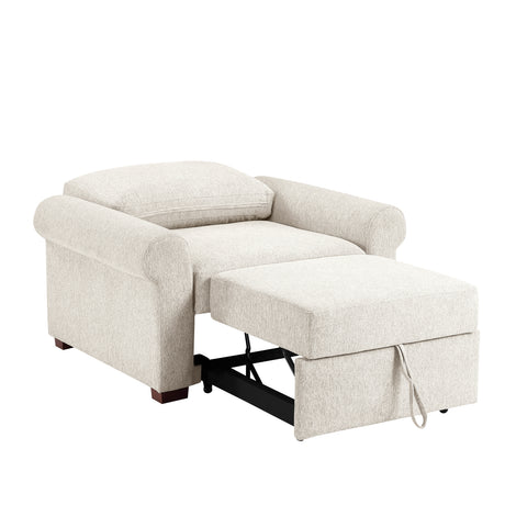 8548BE-2ACCLA4* (2)CONVERTIBLE CHAIR WITH PULL-OUT BED, CLICK MOTION BACK AND TWO ROLL ARMS from Homelegance - Luna Furniture