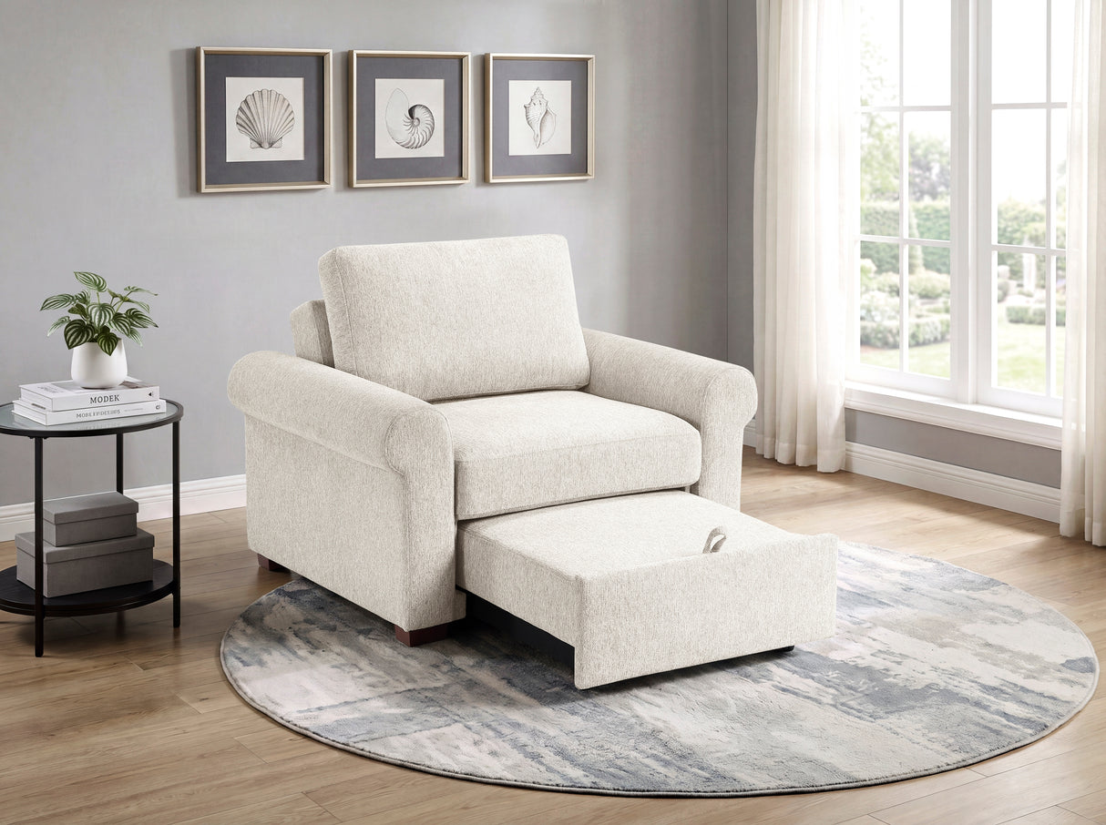 8548BE-2ACCLA4* (2)CONVERTIBLE CHAIR WITH PULL-OUT BED, CLICK MOTION BACK AND TWO ROLL ARMS from Homelegance - Luna Furniture