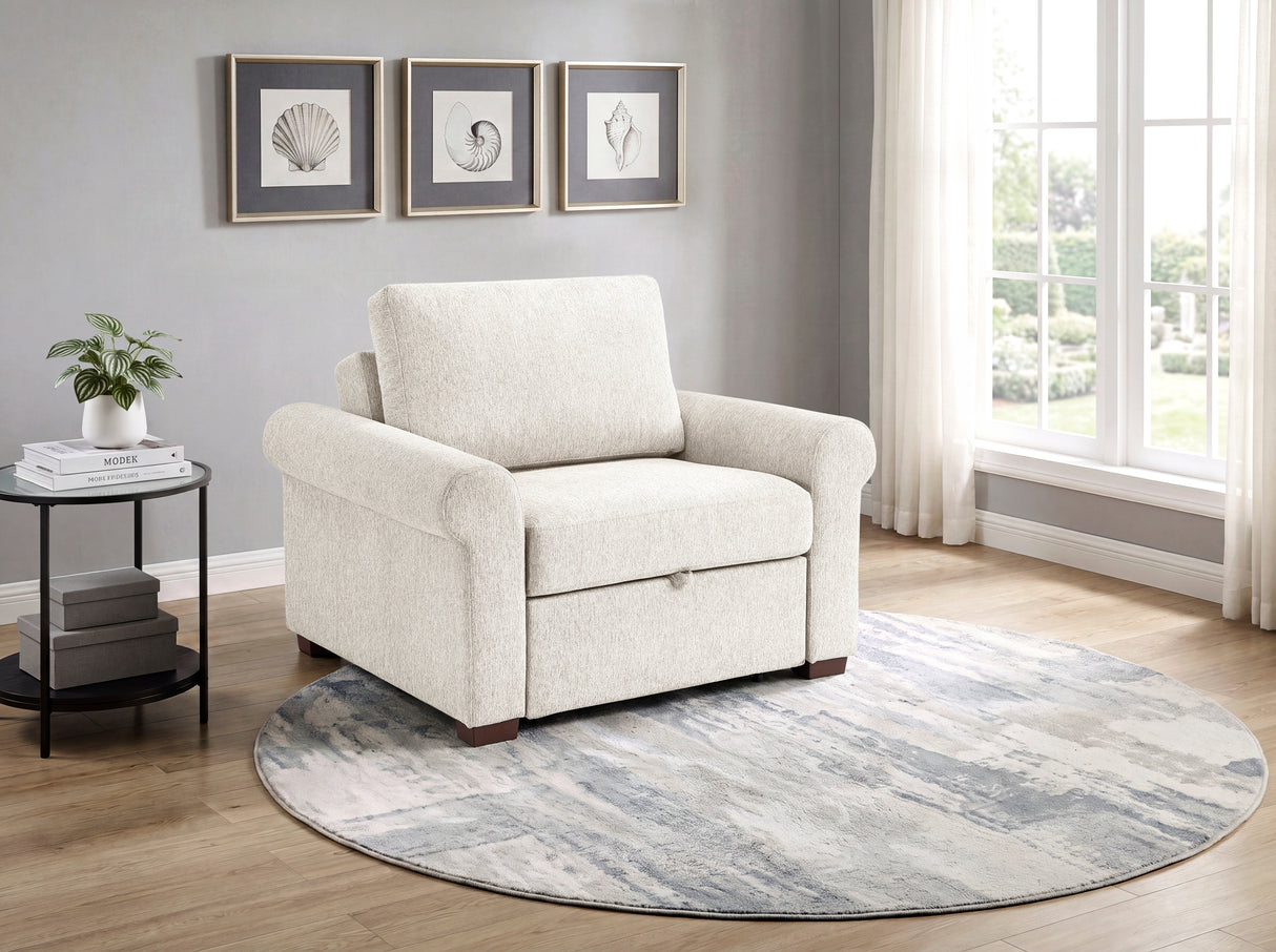8548BE-2ACCLA4* (2)CONVERTIBLE CHAIR WITH PULL-OUT BED, CLICK MOTION BACK AND TWO ROLL ARMS from Homelegance - Luna Furniture
