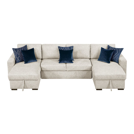 Isla Beige 3-Piece Sectional with Pull-out Bed from Homelegance - Luna Furniture