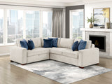 Isla Beige 3-Piece Sectional with Reversible Chaises, Pull-out Bed and Hidden Storage, Click Motion Back