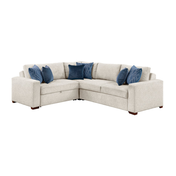 Isla Beige 3-Piece L-Shaped Microfiber Sleeper Sectional with Click-Motion Back