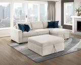 Isla Beige 3-Piece Sectional with Reversible Chaise, Pull-out Bed, Hidden Storage and Ottoman, Click Motion Back from Homelegance - Luna Furniture