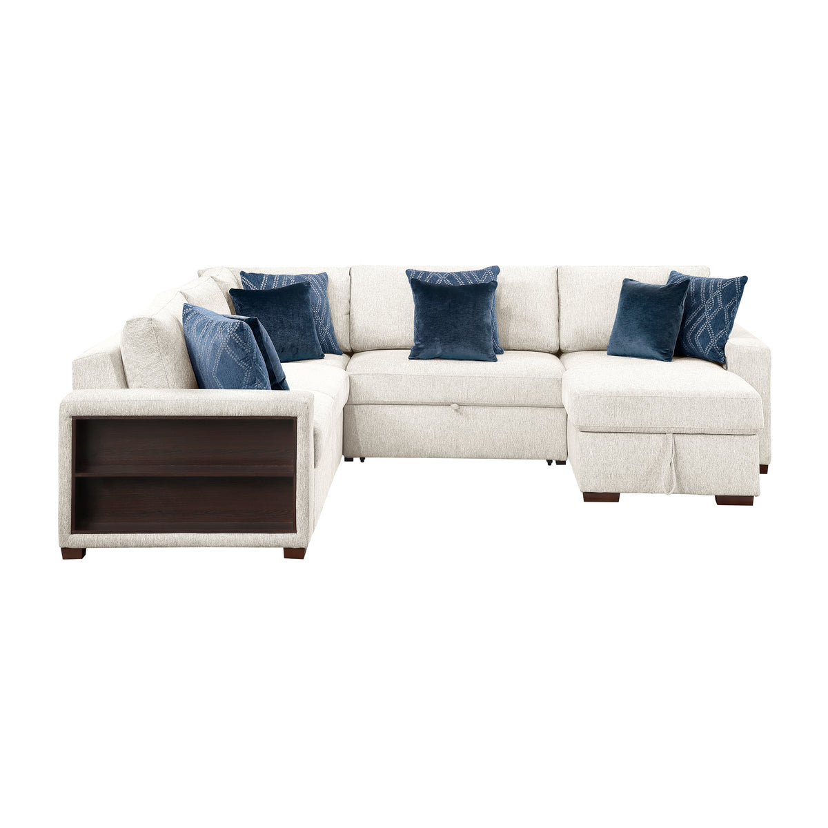 8548BE*5SC15ACLA2 (5)4-PIECE SECTIONAL WITH REVERSIBLE CHAISE, PULL-OUT BED, HIDDEN STORAGE AND CLICK MOTION BACK from Homelegance - Luna Furniture