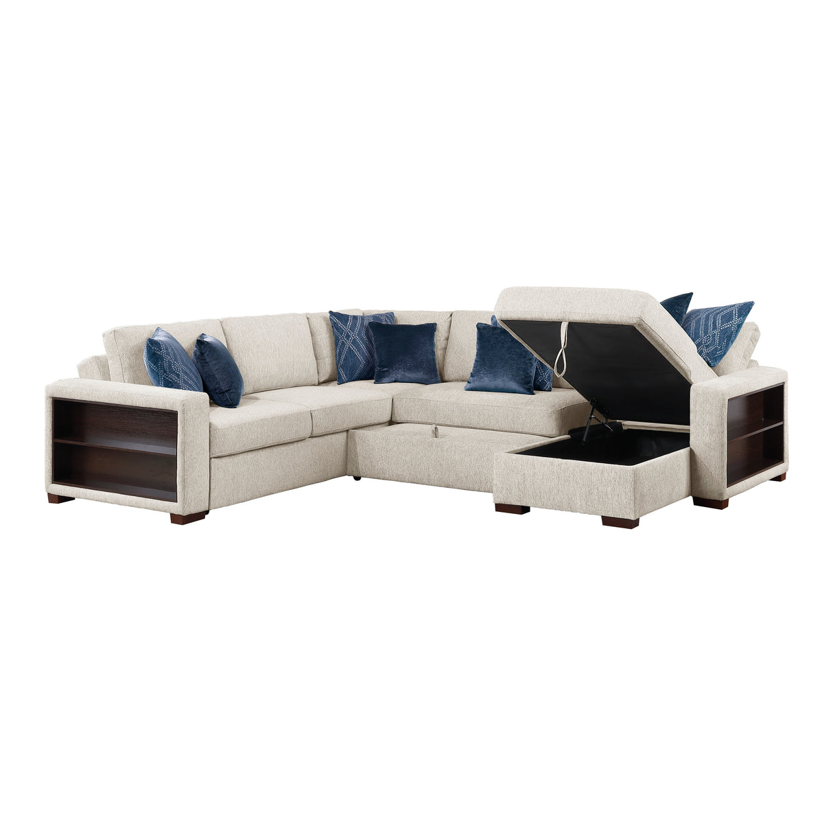 8548BE*5SC15ACLA2 (5)4-PIECE SECTIONAL WITH REVERSIBLE CHAISE, PULL-OUT BED, HIDDEN STORAGE AND CLICK MOTION BACK from Homelegance - Luna Furniture