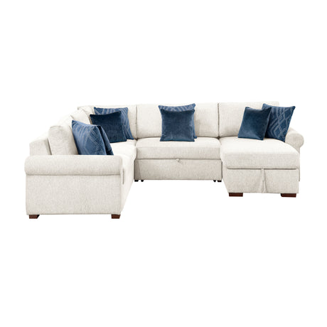 8548BE*5SC15ACLA4 (5)4-PIECE SECTIONAL WITH REVERSIBLE CHAISE, PULL-OUT BED, HIDDEN STORAGE AND CLICK MOTION BACK from Homelegance - Luna Furniture