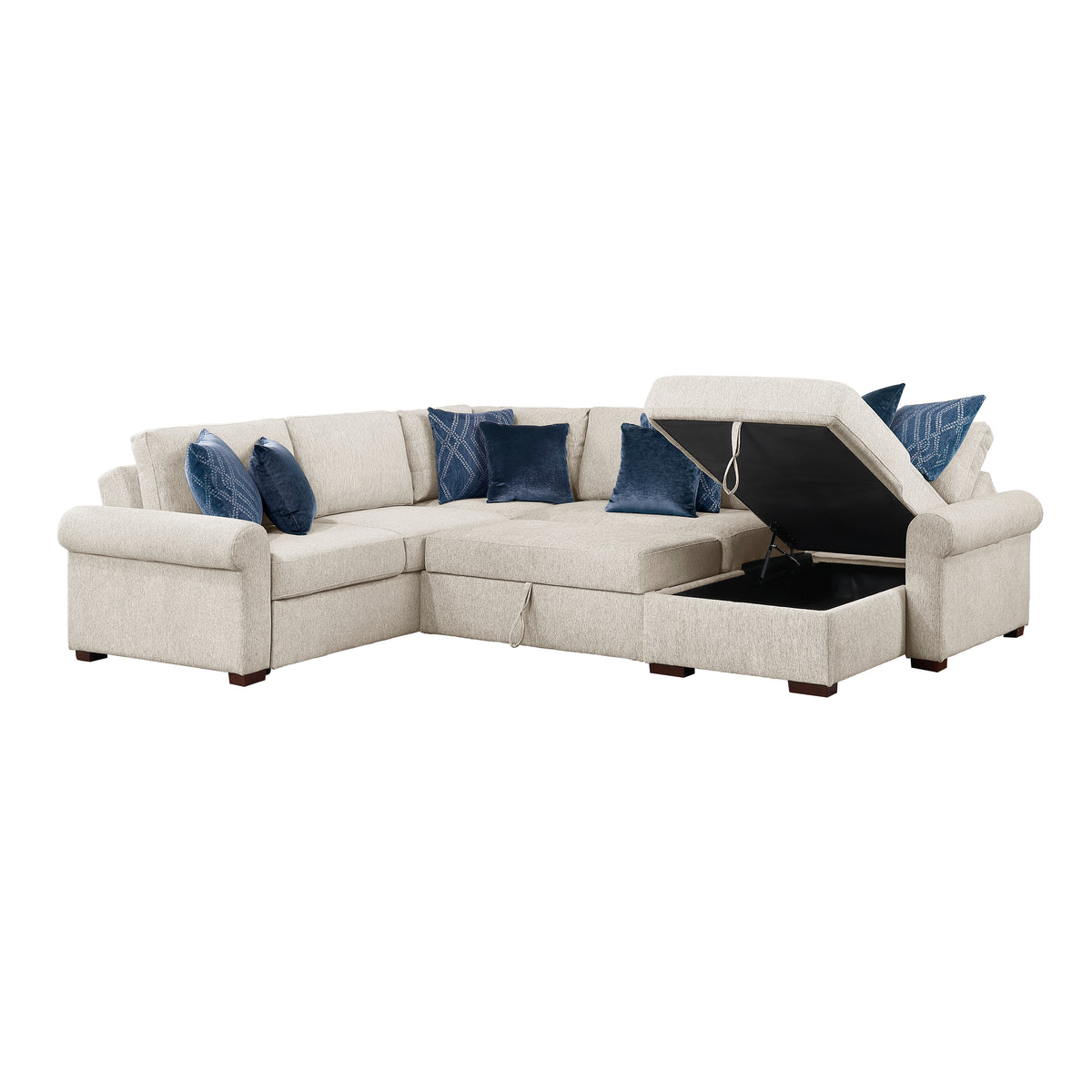 8548BE*5SC15ACLA4 (5)4-PIECE SECTIONAL WITH REVERSIBLE CHAISE, PULL-OUT BED, HIDDEN STORAGE AND CLICK MOTION BACK from Homelegance - Luna Furniture