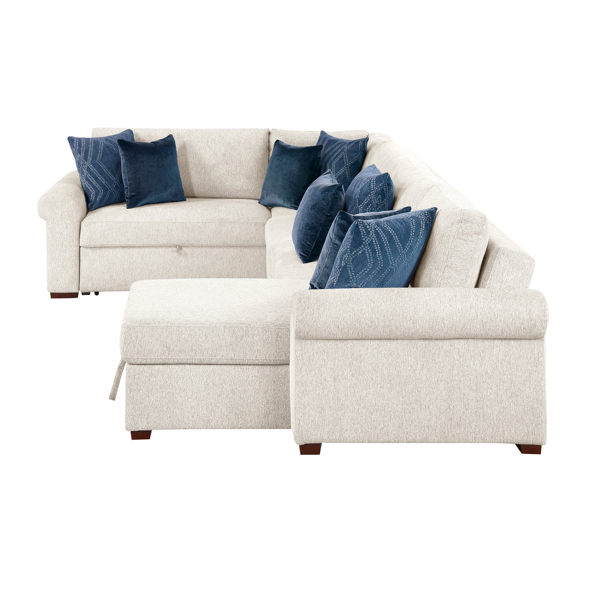 8548BE*5SC15ACLA4 (5)4-PIECE SECTIONAL WITH REVERSIBLE CHAISE, PULL-OUT BED, HIDDEN STORAGE AND CLICK MOTION BACK from Homelegance - Luna Furniture