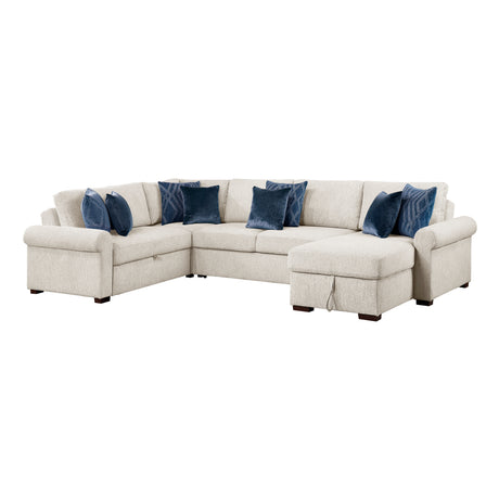 8548BE*5SC15ACLA4 (5)4-PIECE SECTIONAL WITH REVERSIBLE CHAISE, PULL-OUT BED, HIDDEN STORAGE AND CLICK MOTION BACK from Homelegance - Luna Furniture