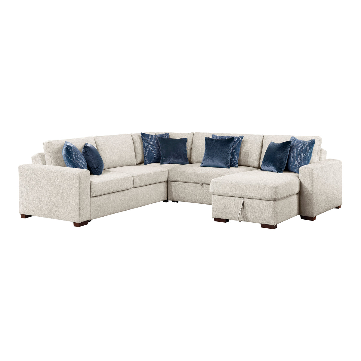 8548BE*5SC15ACLA (5)4-PIECE SECTIONAL WITH REVERSIBLE CHAISE, PULL-OUT BED, HIDDEN STORAGE AND CLICK MOTION BACK from Homelegance - Luna Furniture
