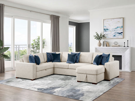 Isla Beige 4-Piece Sectional with Chair-and-a-Half Sleeper and Storage Chaise from Homelegance - Luna Furniture