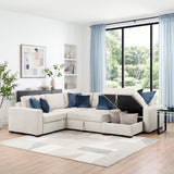 Isla Beige 4-Piece Sectional with Chair-and-a-Half Sleeper and Storage Chaise