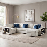 8548BE*5SCACCLA2 (5)4-PIECE SECTIONAL WITH REVERSIBLE CHAISE, PULL-OUT BED, HIDDEN STORAGE AND CLICK MOTION BACK from Homelegance - Luna Furniture