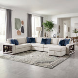 Isla Beige 5-Piece Modular Dual Sleeper Sectional with USB-C Ports and Armrest Storage