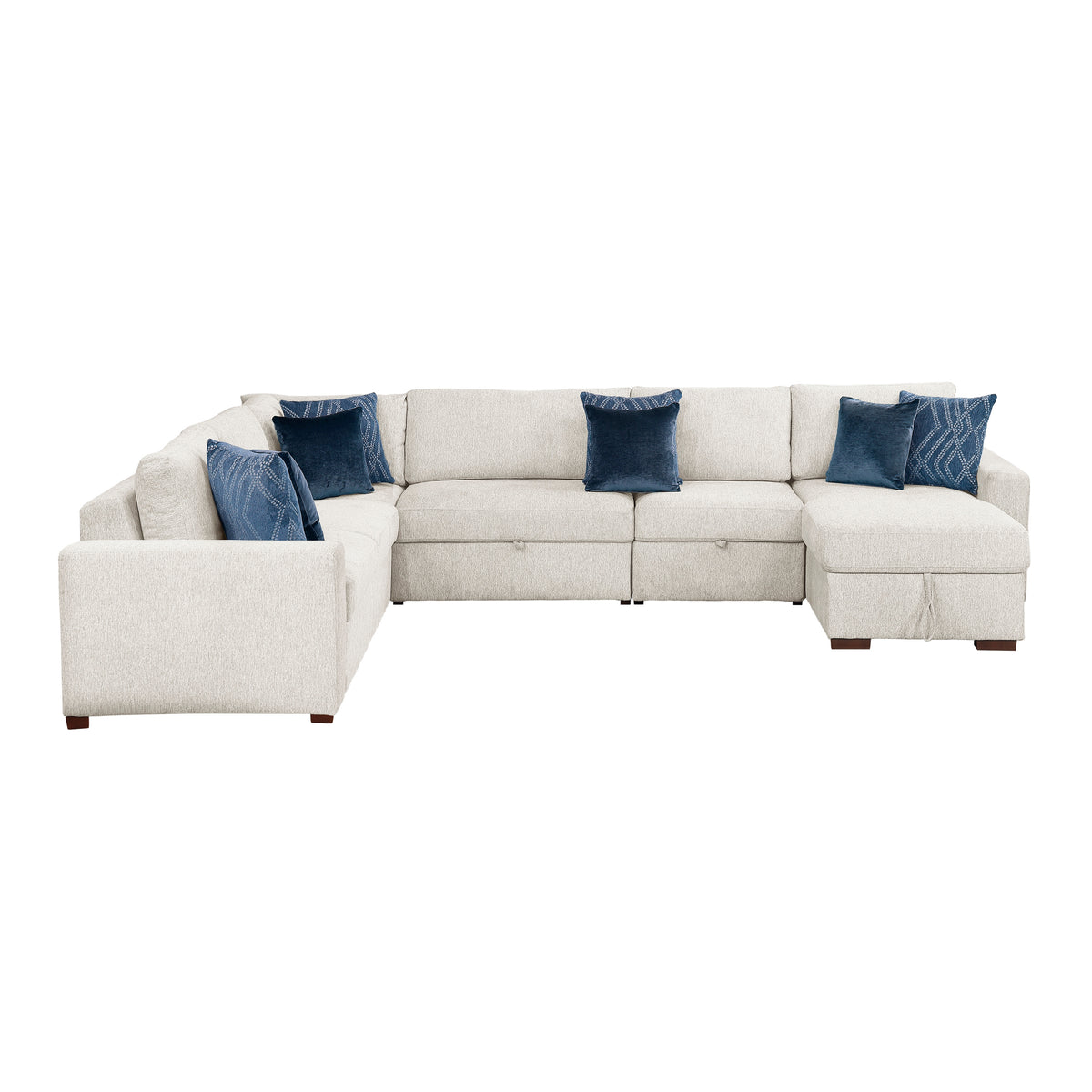 8548BE*6SC15ACLA (6)5-PIECE SECTIONAL WITH REVERSIBLE CHAISE, PULL-OUT BED, HIDDEN STORAGE AND CLICK MOTION BACK from Homelegance - Luna Furniture