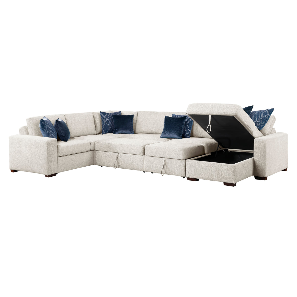 8548BE*6SC15ACLA (6)5-PIECE SECTIONAL WITH REVERSIBLE CHAISE, PULL-OUT BED, HIDDEN STORAGE AND CLICK MOTION BACK from Homelegance - Luna Furniture