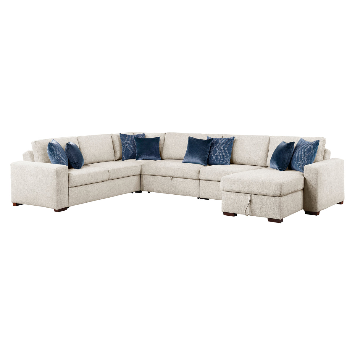8548BE*6SC15ACLA (6)5-PIECE SECTIONAL WITH REVERSIBLE CHAISE, PULL-OUT BED, HIDDEN STORAGE AND CLICK MOTION BACK from Homelegance - Luna Furniture