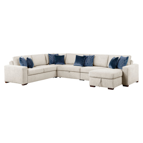 8548BE*6SC15ACLA (6)5-PIECE SECTIONAL WITH REVERSIBLE CHAISE, PULL-OUT BED, HIDDEN STORAGE AND CLICK MOTION BACK from Homelegance - Luna Furniture