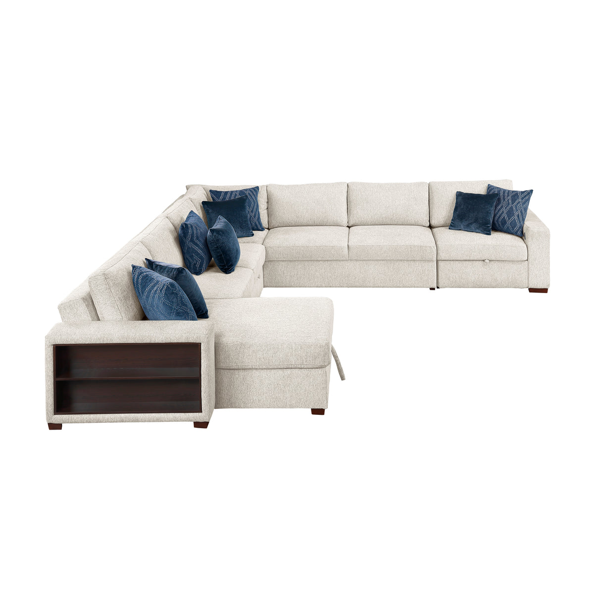 8548BE*6SCACCLA2 (6)5-PIECE SECTIONAL WITH REVERSIBLE CHAISE, PULL-OUT BED, HIDDEN STORAGE AND CLICK MOTION BACK from Homelegance - Luna Furniture