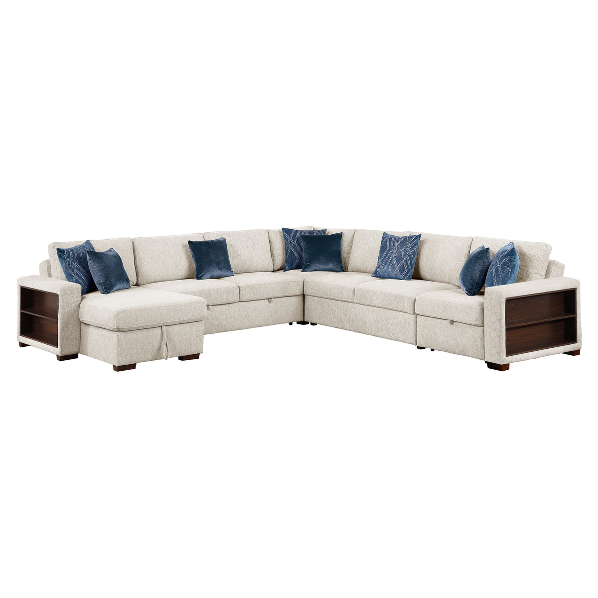 8548BE*6SCACCLA2 (6)5-PIECE SECTIONAL WITH REVERSIBLE CHAISE, PULL-OUT BED, HIDDEN STORAGE AND CLICK MOTION BACK from Homelegance - Luna Furniture