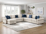 Isla Beige 5-Piece Microfiber Dual Sleeper Sectional with Hidden Storage Chaise from Homelegance - Luna Furniture