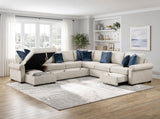 8548BE*6SCACCLA4 (6)5-PIECE SECTIONAL WITH REVERSIBLE CHAISE, PULL-OUT BED, HIDDEN STORAGE AND CLICK MOTION BACK from Homelegance - Luna Furniture