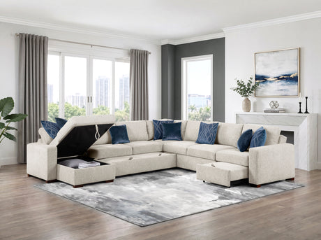 Isla Beige 5-Piece Modular Sectional with Dual Pull-Out Beds and Storage Chaise from Homelegance - Luna Furniture