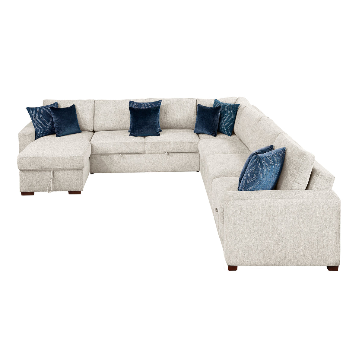 8548BE*6SCACCLA (6)5-PIECE SECTIONAL WITH REVERSIBLE CHAISE, PULL-OUT BED, HIDDEN STORAGE AND CLICK MOTION BACK from Homelegance - Luna Furniture