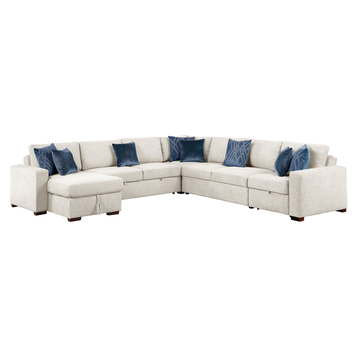 8548BE*6SCACCLA (6)5-PIECE SECTIONAL WITH REVERSIBLE CHAISE, PULL-OUT BED, HIDDEN STORAGE AND CLICK MOTION BACK from Homelegance - Luna Furniture