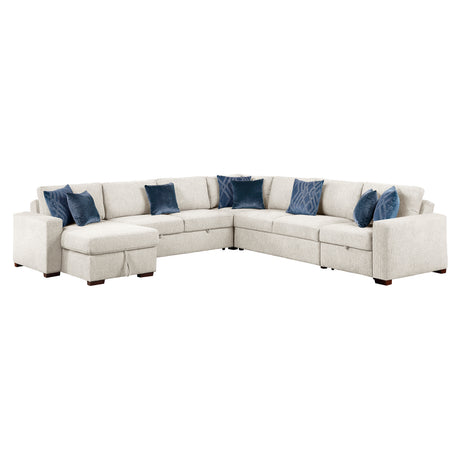 8548BE*6SCACCLA (6)5-PIECE SECTIONAL WITH REVERSIBLE CHAISE, PULL-OUT BED, HIDDEN STORAGE AND CLICK MOTION BACK from Homelegance - Luna Furniture