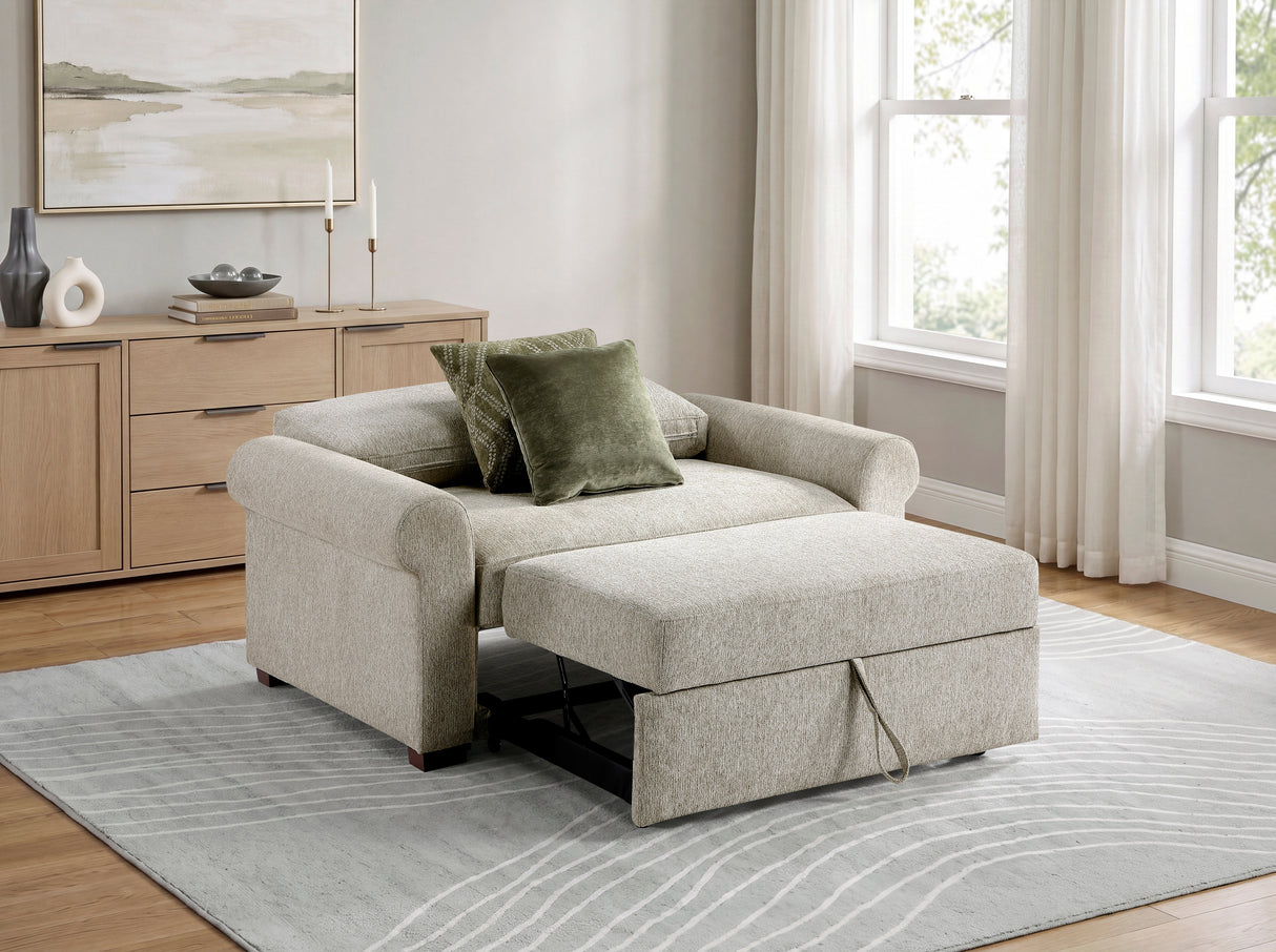 8548-215ACLA4* (2)CONVERTIBLE CHAIR AND HALF WITH PULL-OUT BED, CLICK MOTION BACK AND TWO ROLL ARMS from Homelegance - Luna Furniture