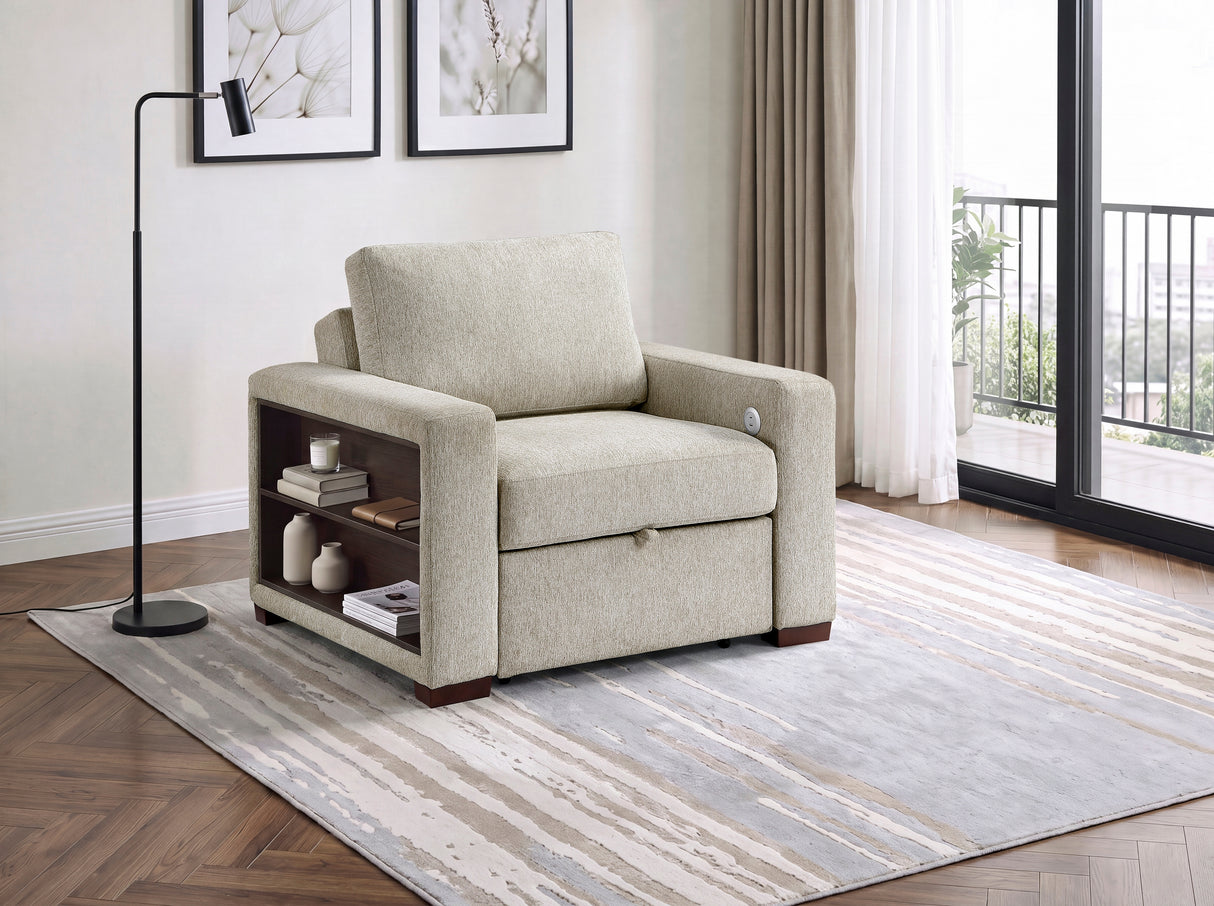 8548-2ACCLA2* (2)CONVERTIBLE CHAIR WITH PULL-OUT BED, CLICK MOTION BACK, TWO ARMS WITH SHELVES AND CHARGING PORTS from Homelegance - Luna Furniture